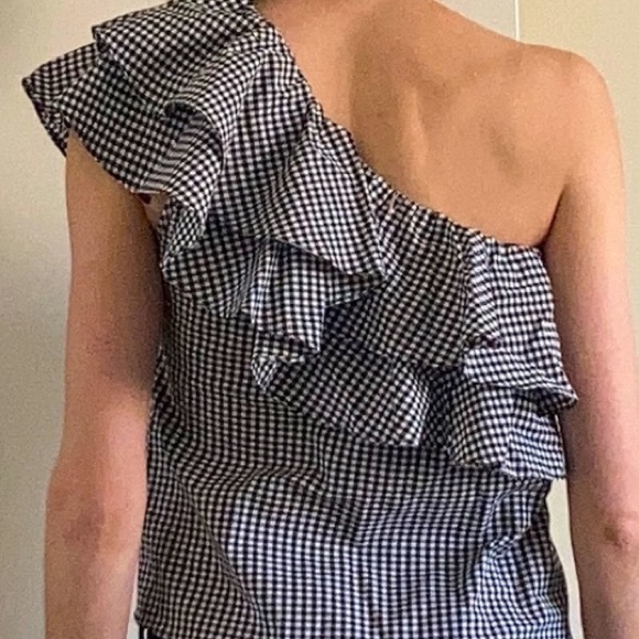 Miss Los Angeles Gingham One-Shoulder Ruffle Top - Picture 4 of 8
